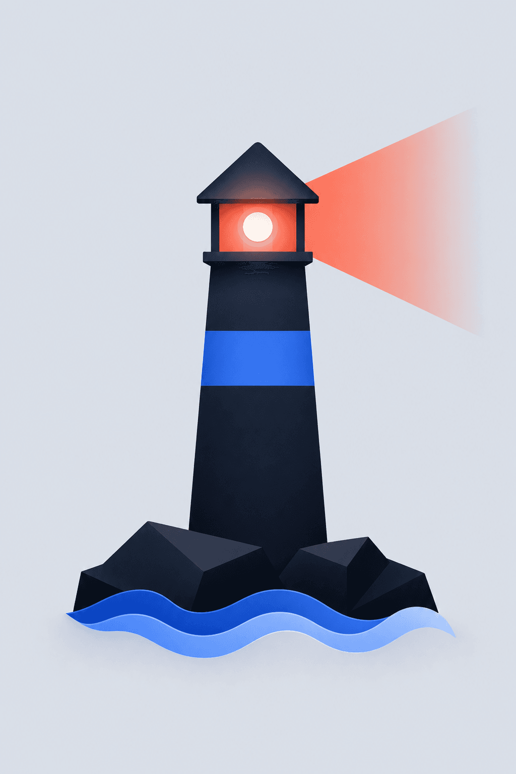 Leadsea lighthouse beacon over blue currents